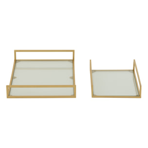 J-Line plateau - acier/verre - or - set de 2