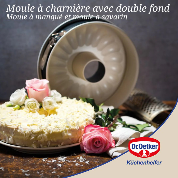 Ensemble de 2 Moules à manqué à charnière avec fond à savarin 26 cm Dr Oetker Back-Trend