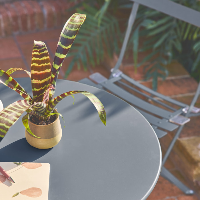 Table de jardin bistrot pliante métal + 2 assises EMILIA