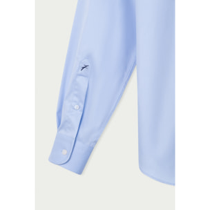 Camicia Uomo 1 Bottone Francese Twill Unito Celeste