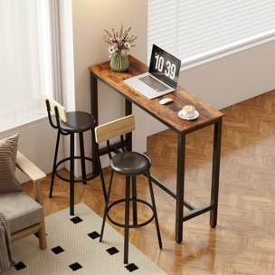 Juego de 2 Taburetes de Bar, Taburetes Altos de Cocina con Respaldo y Reposapiés, Tapizados de PU, Asiento de 75,5 cm de Altura, Fácil Montaje, Estilo Industrial, Natural y Negro