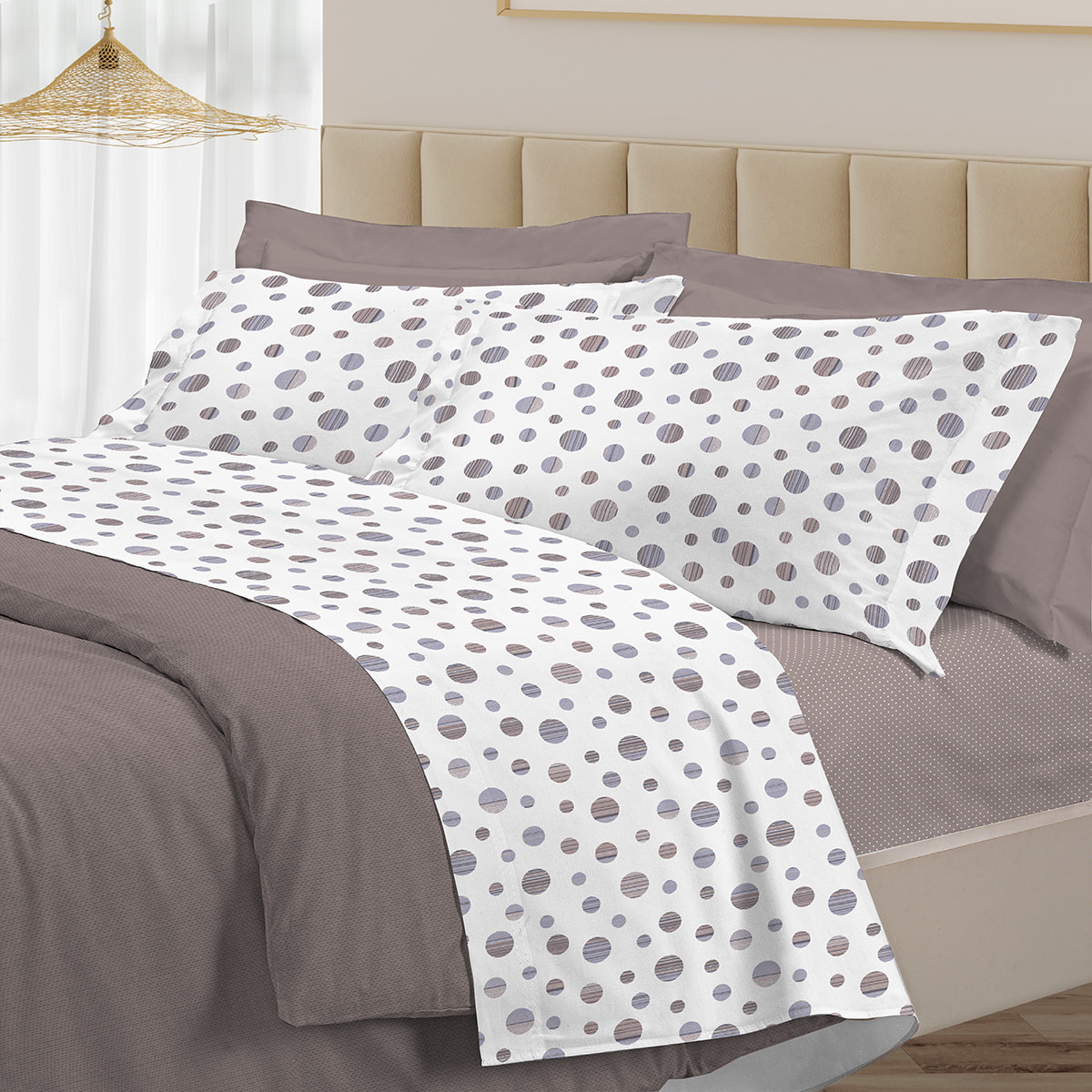 Completo letto dandy beige 100% cotone