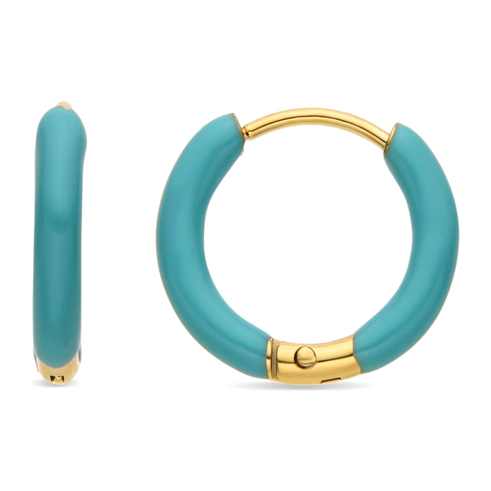 Pendientes con Lacado Verde acabado oro 18k
