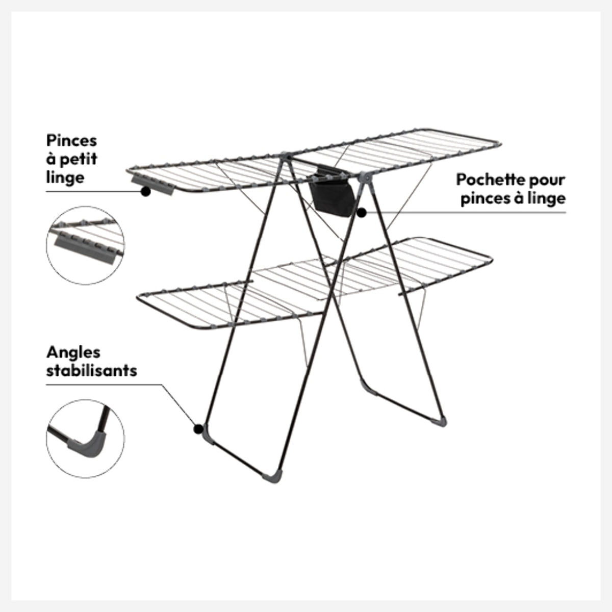 Étendoir à linge pliant pont 31m "Mojave"