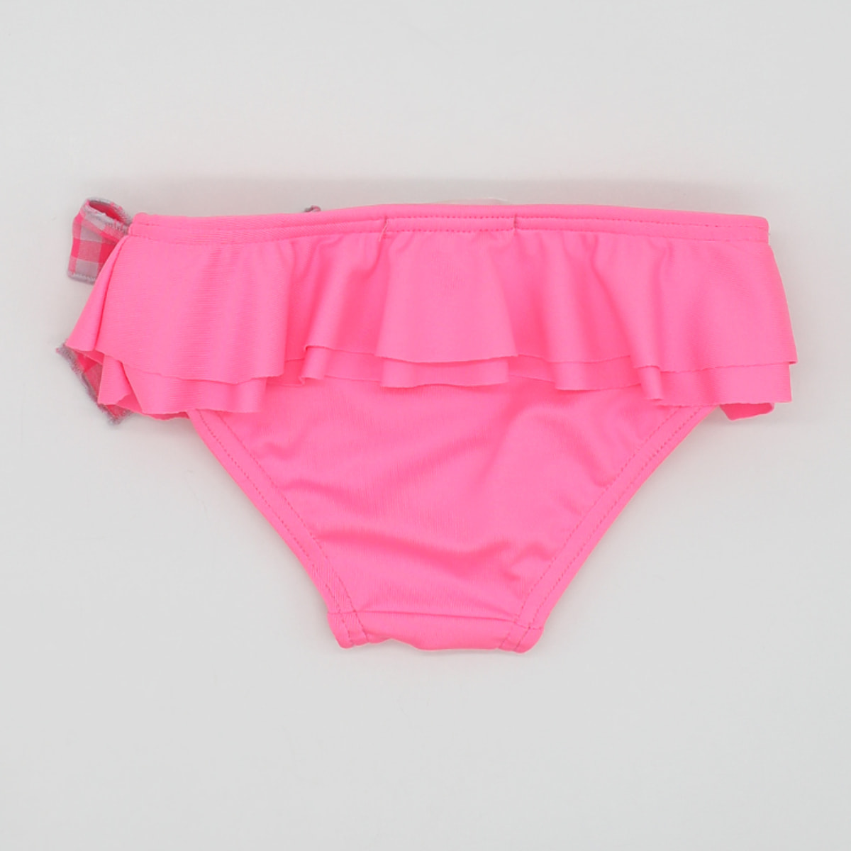 CULETÍN ROSA FLÚOR CON VOLANTE Y LAZO VICHY