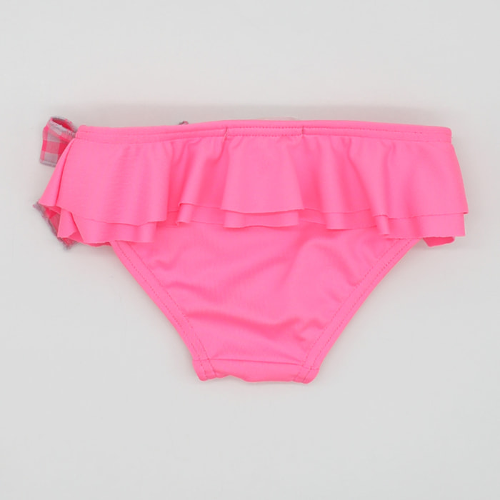 CULETÍN ROSA FLÚOR CON VOLANTE Y LAZO VICHY