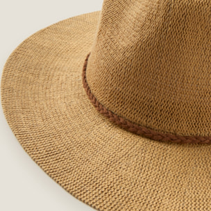 Sombrero ala ancha tira cuero Blixo color marron Papel