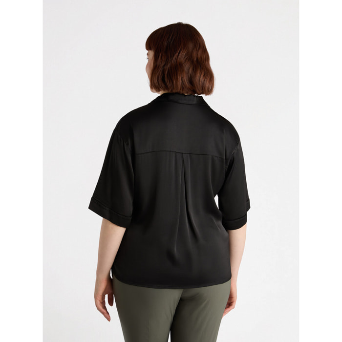 Fiorella Rubino - Camisa de satén elástico - Negro