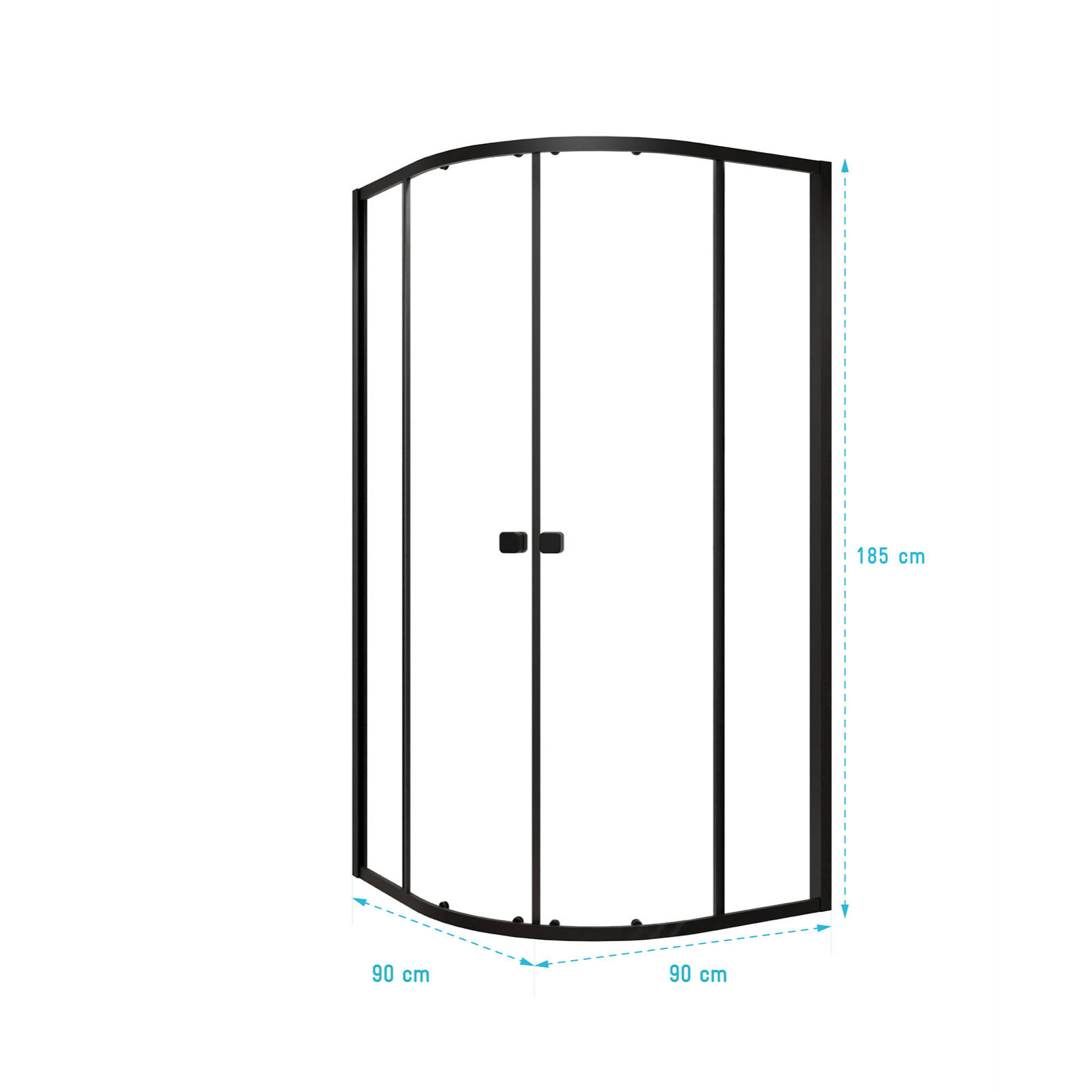 Ensemble portes de douche coulissantes quart de cercle Noir 90x90x185cm - BLACK SLIDE 90