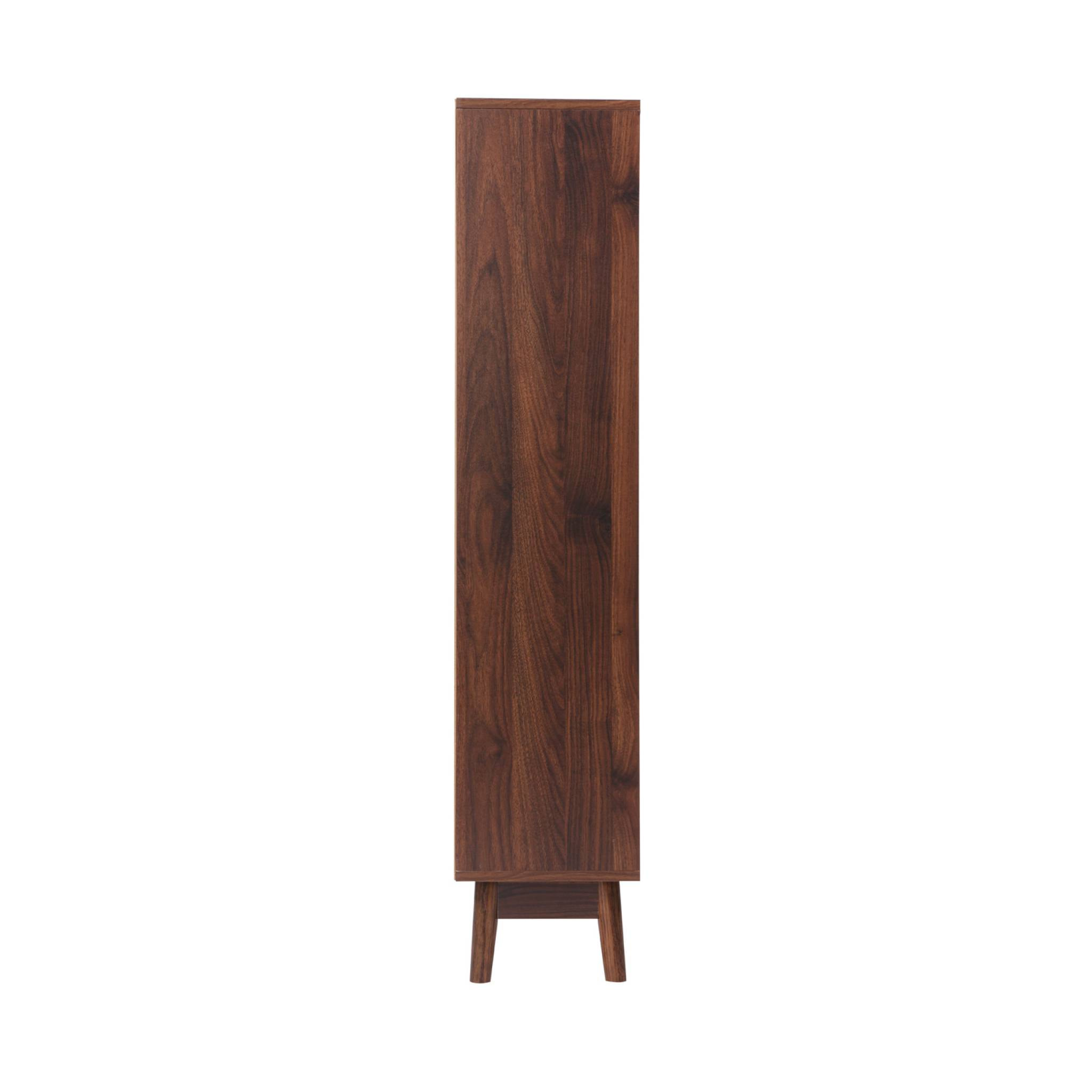 Meuble à chaussures scandinave décor bois noyer 3 portes abattantes capacité 18 paires de chaussures