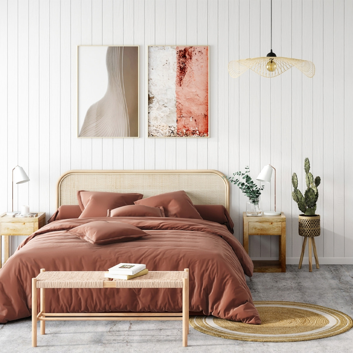 Tête de lit 160 cm en rotin naturel - Grace