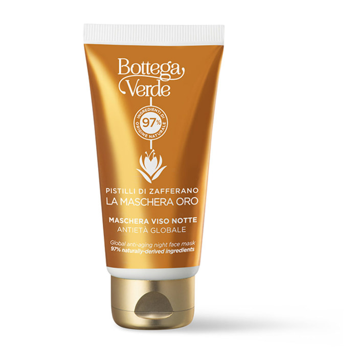 Bottega Verde, Pistilli di Zafferano - La Maschera oro - Maschera viso notte - antieta globale - con pistilli di Zafferano e Sun'Chronize a base di fiori di Zafferano (50 ml) - tutti i tipi di pelle