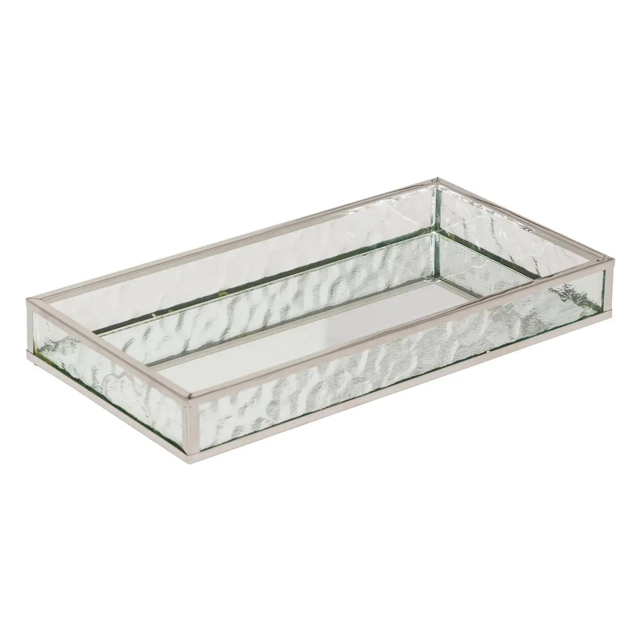 2 plateaux effet miroir "Ania" argent 28x17x4cm