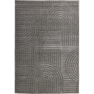 BLOOM - Tapis poils ras motif géométrique en relief - Gris