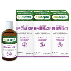 OLIOSEPTIL - Extrait de Pépins de Pamplemousse en Gouttes Citrus Actif - EPP + Plantes Origine 100% Naturelle - Contribue à la Résistance de l'Organisme - Lot de 3 produits