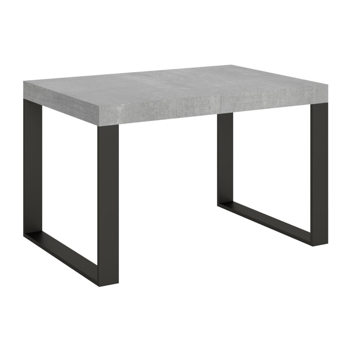 Table extensible 90x130/390 cm Tecno Gris Béton cadre Anthracite
