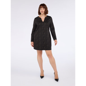 Fiorella Rubino - Vestido regular con estampado y escote en V - Negro