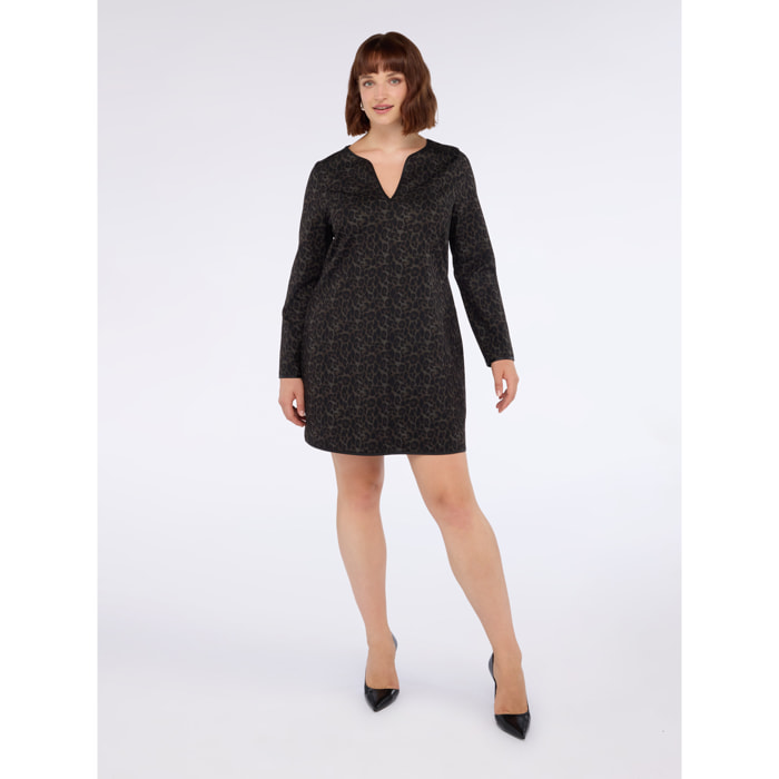 Fiorella Rubino - Vestido regular con estampado y escote en V - Negro