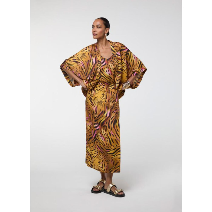Kimono corto con stampa di tigre