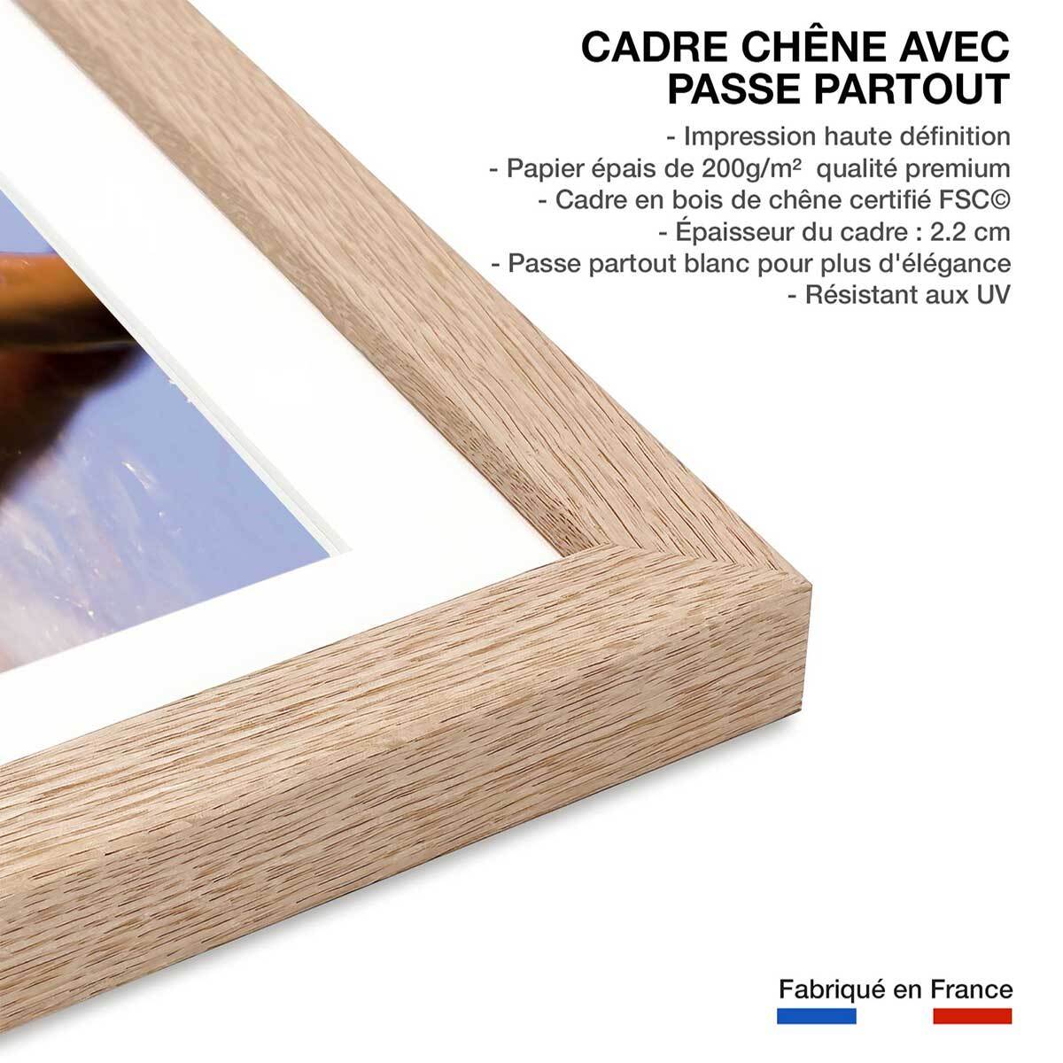 Affiche photo pas croisé hossegor beach Affiche + cadre en bois - Chêne