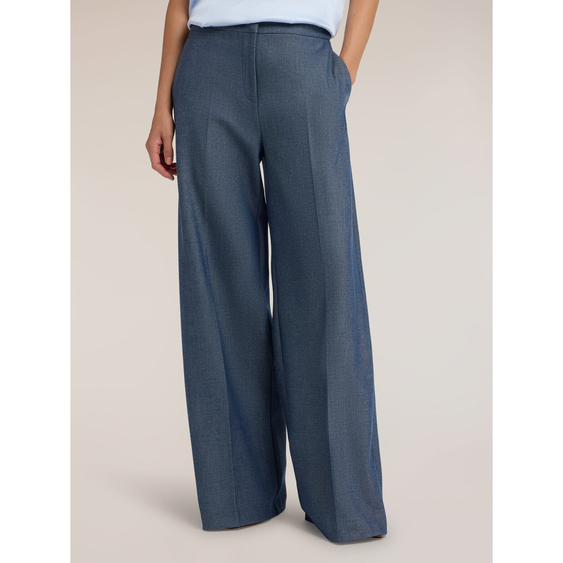 Motivi - Pantaloni palazzo misto viscosa - Blu