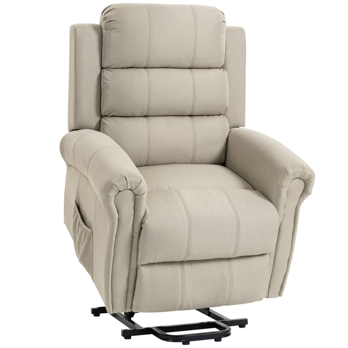 Fauteuil de massage fauteuil releveur électrique inclinaison réglable repose-pied ajustable lin beige