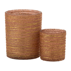 J-Line photophore Lignes Paillettes - verre - or - large - 2 pcs