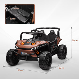 Buggy électrique enfant UTV - quad électrique enfant - 12V, 2 moteurs, 6Km/h max. - télécommande - nombreux effets - noir marron