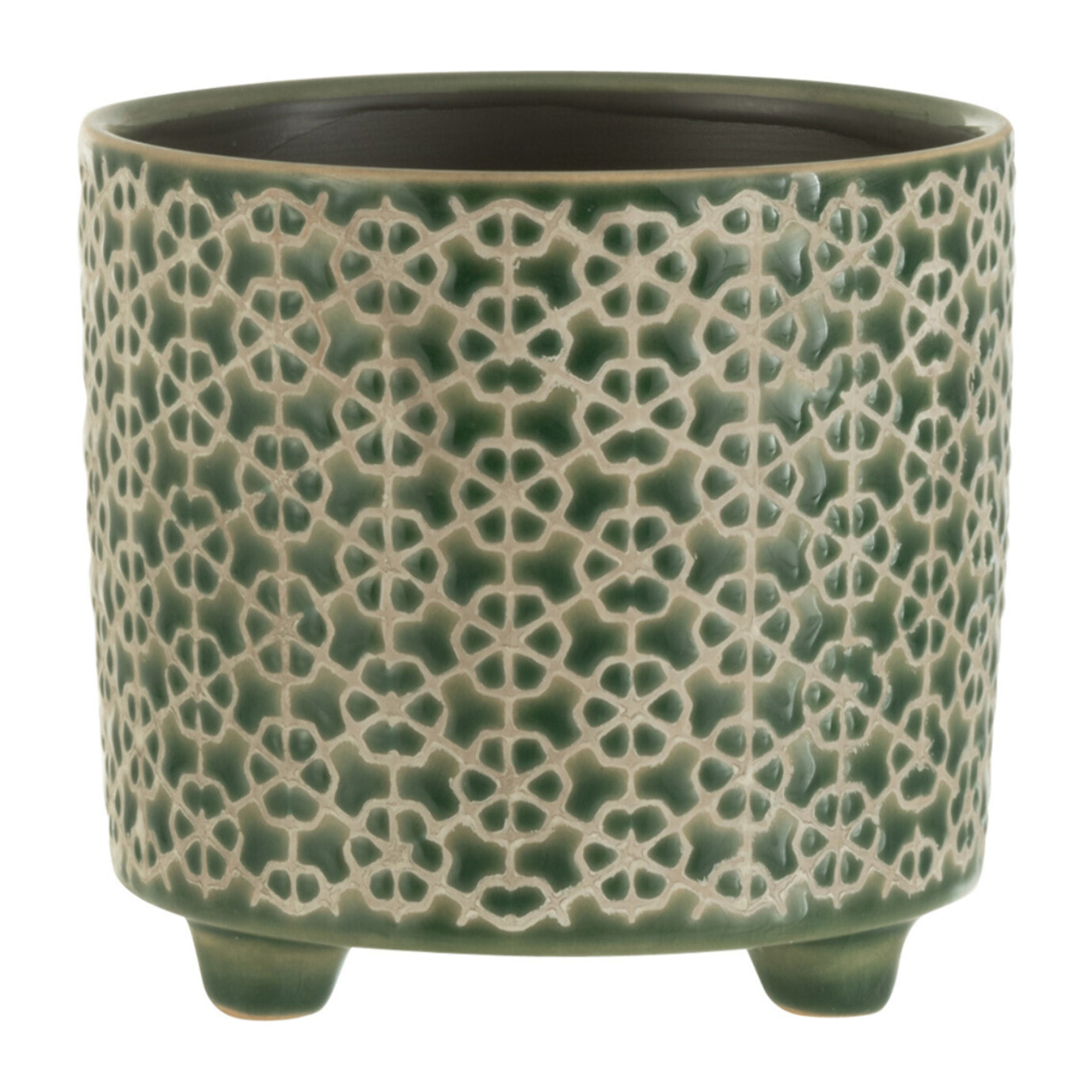 J-Line cache-pot Fleur - céramique - vert - small - 2 pièces - Ø 12 cm