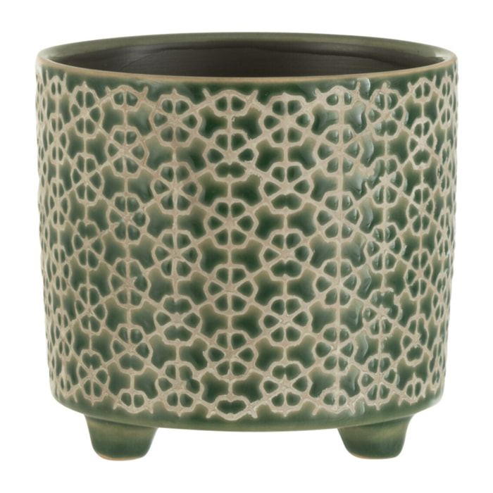 J-Line cache-pot Fleur - céramique - vert - small - 2 pièces - Ø 12 cm