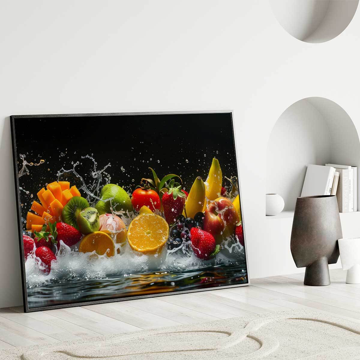 Affiche encadrée composition fruits Affiche + cadre en métal - Noir