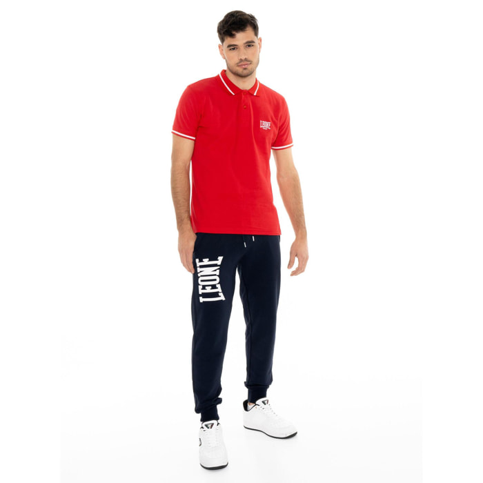 Pantalones básicos de hombre Leone con logo grande en algodón sin cepillar.
