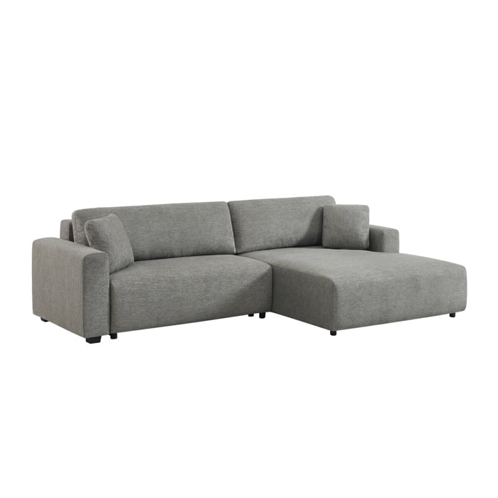 Canapé d'angle droit convertible 3 places tissu avec coffre WIDE
