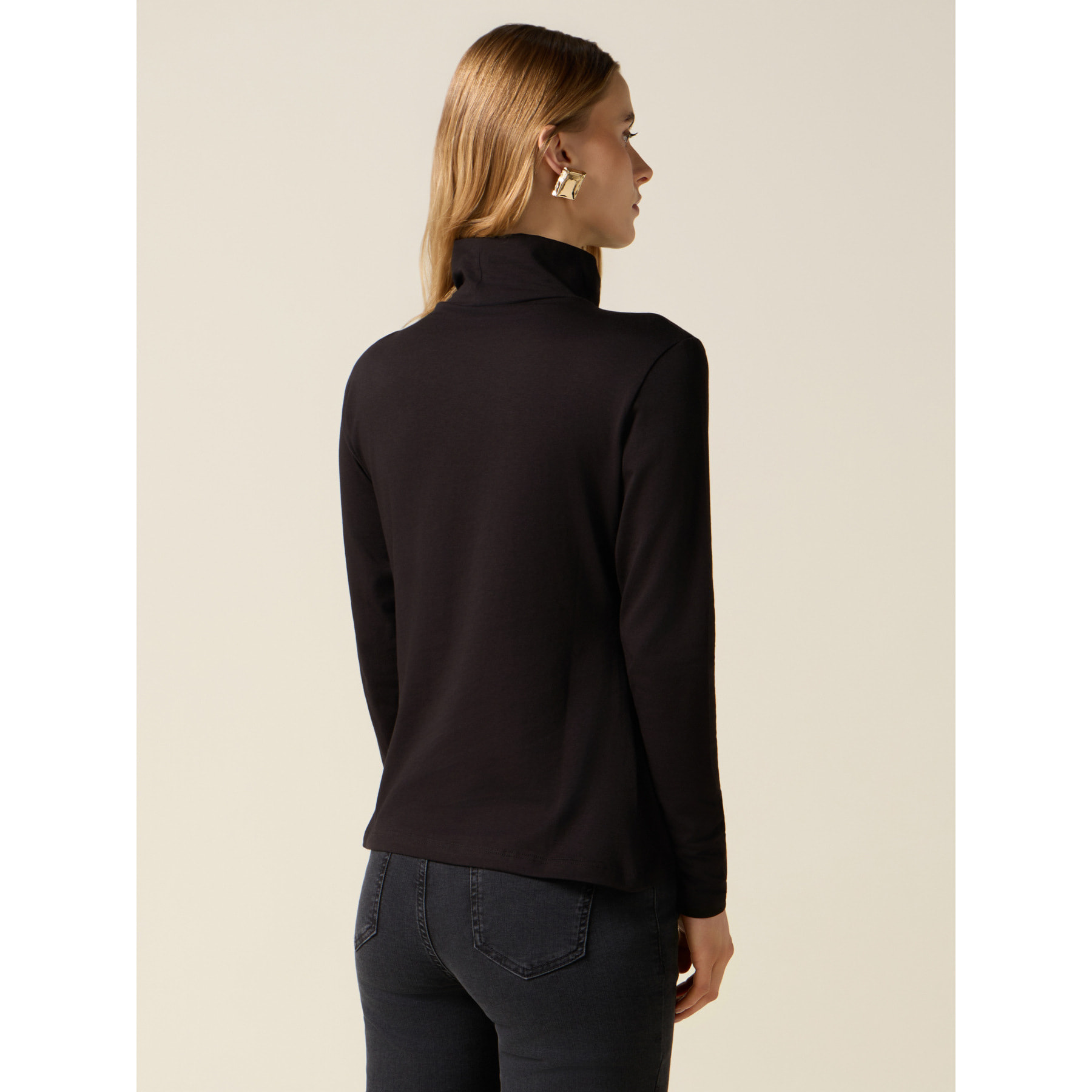 Oltre - T-shirt lupetto con stampa - Nero