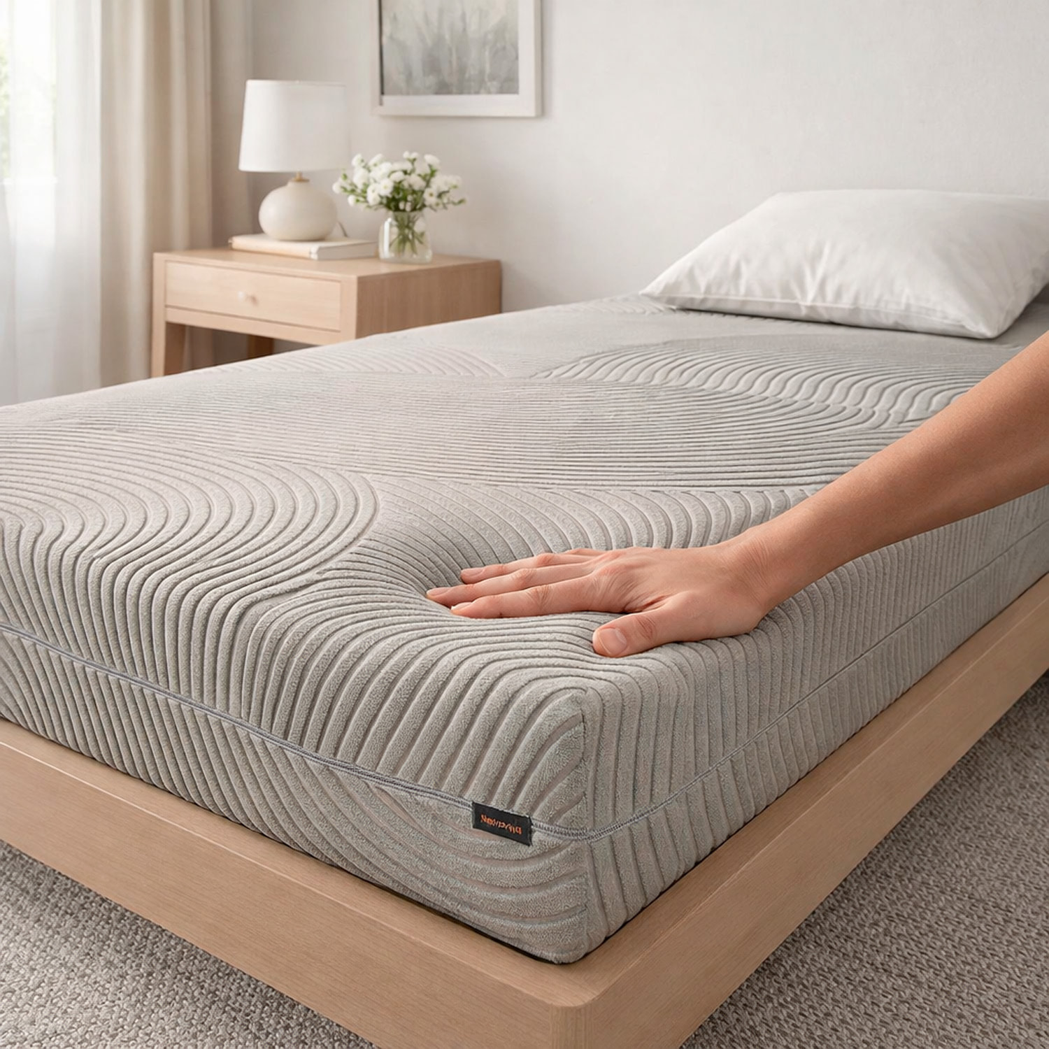 Materasso Singolo Memory Foam Double Face H3/H4 Ergonomico Medio Rigido Sfoderabile Traspirante Con Supporto Ortopedico 80 x 190 x 23 Cm Grigio