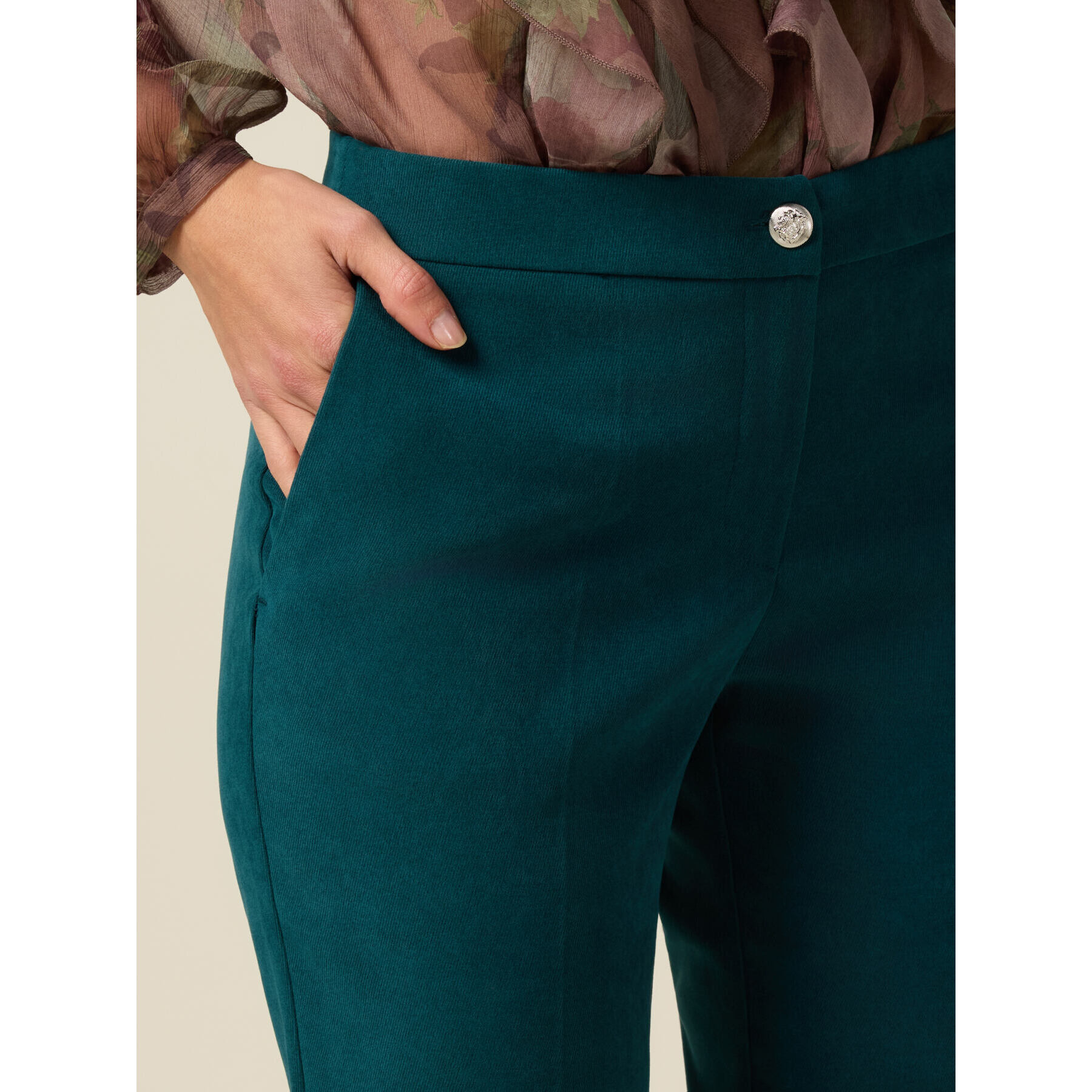 Oltre - Pantalones regular de pana - Petrol Blue