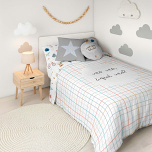 Funda Nórdica Estampada - Reversible - Infantil - Cierre Solapa - 100% Algodón - Incluye 1 Funda de Almohada - Veo Veo