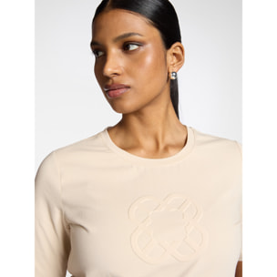 Elena Mirò - Camiseta de algodón con logo Monogram - Beige