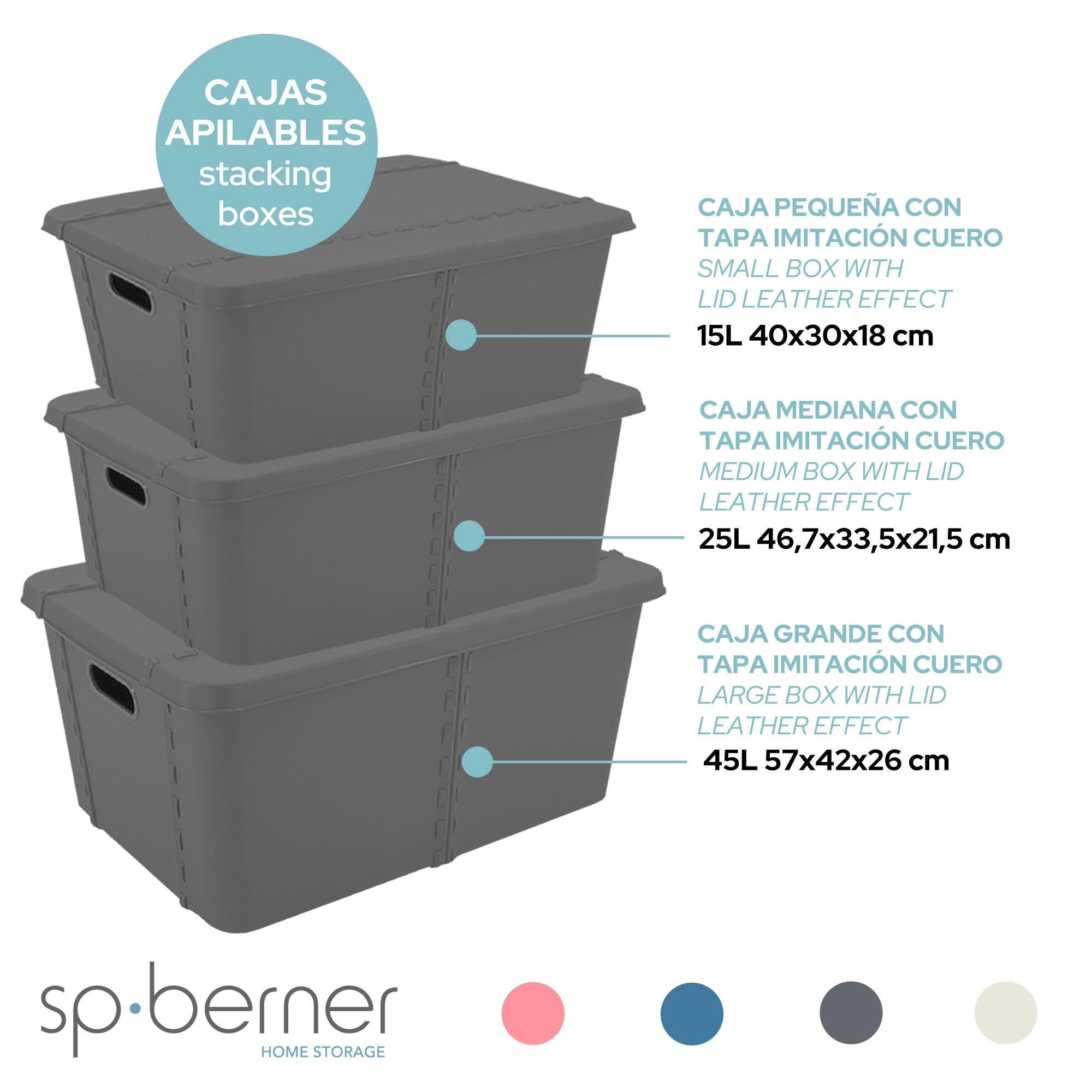 Caja de almacenaje con tapa gris