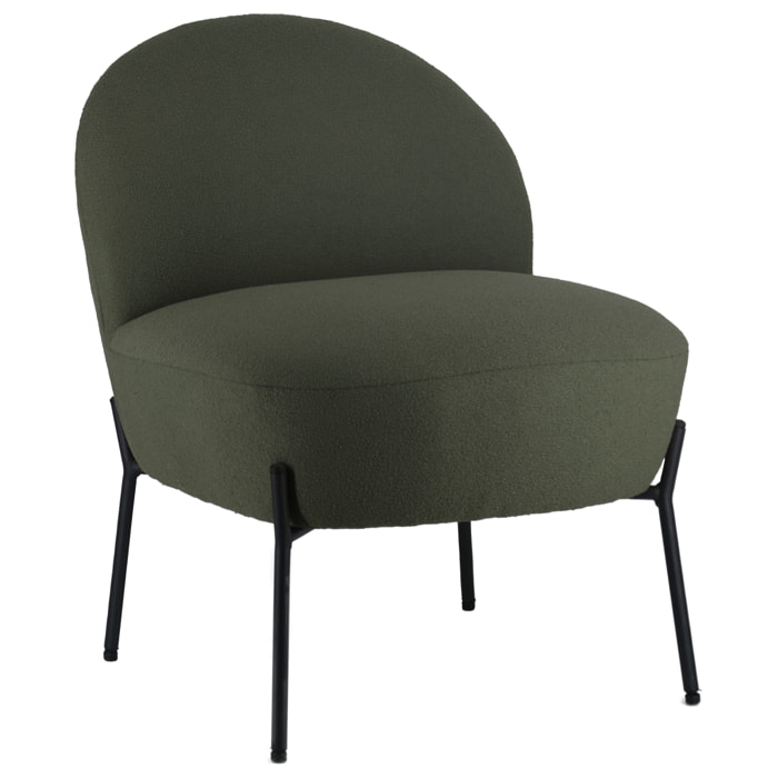 Fauteuil en tissu boucle vert kaki HELMI