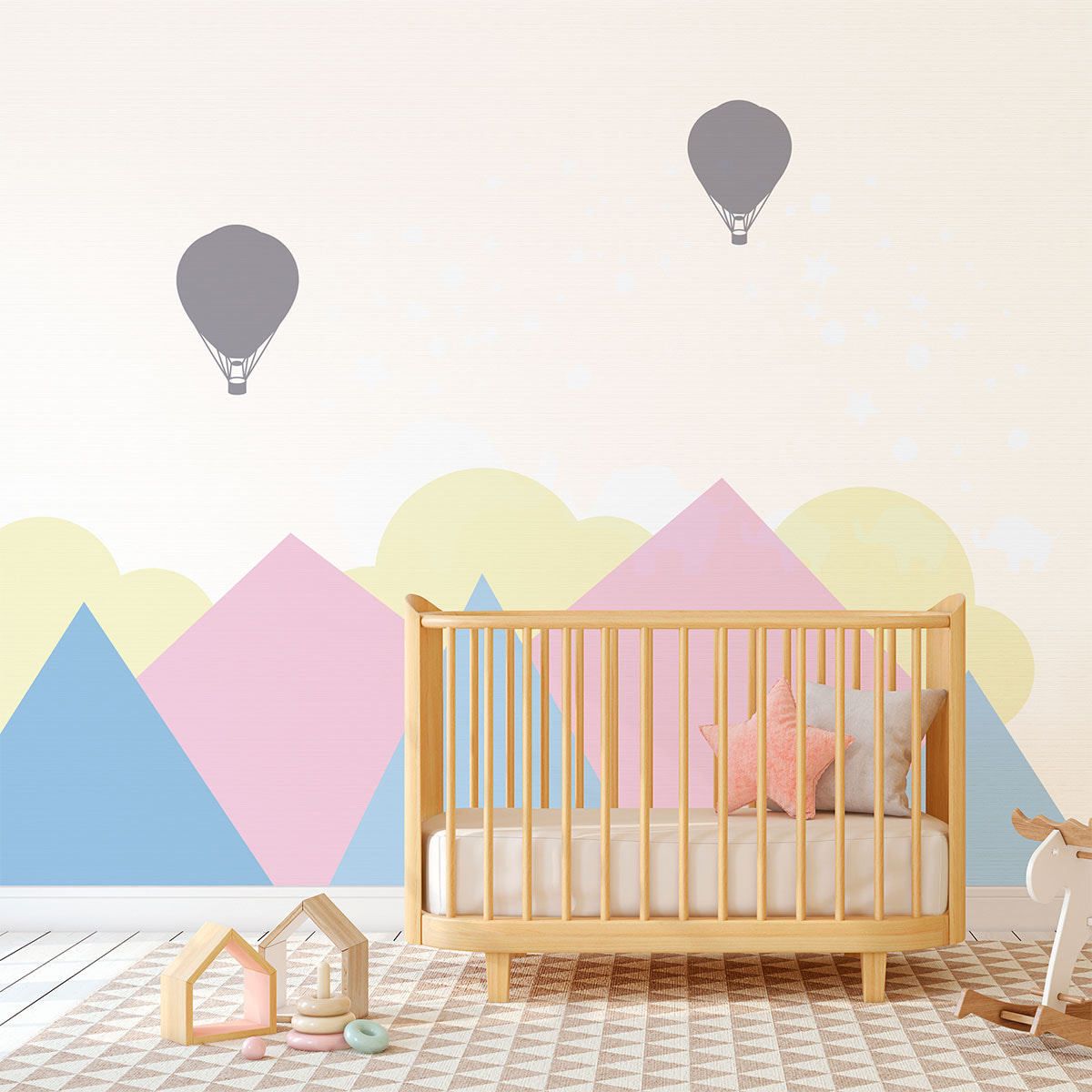 Stickers muraux enfants - Décoration chambre bébé - Autocollant Sticker mural géant enfant montagnes scandinaves GÖTEBORG