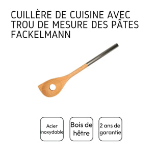 Cuillère en bois biseautée avec un trou manche inox 34 cm Fackelmann Boissellerie