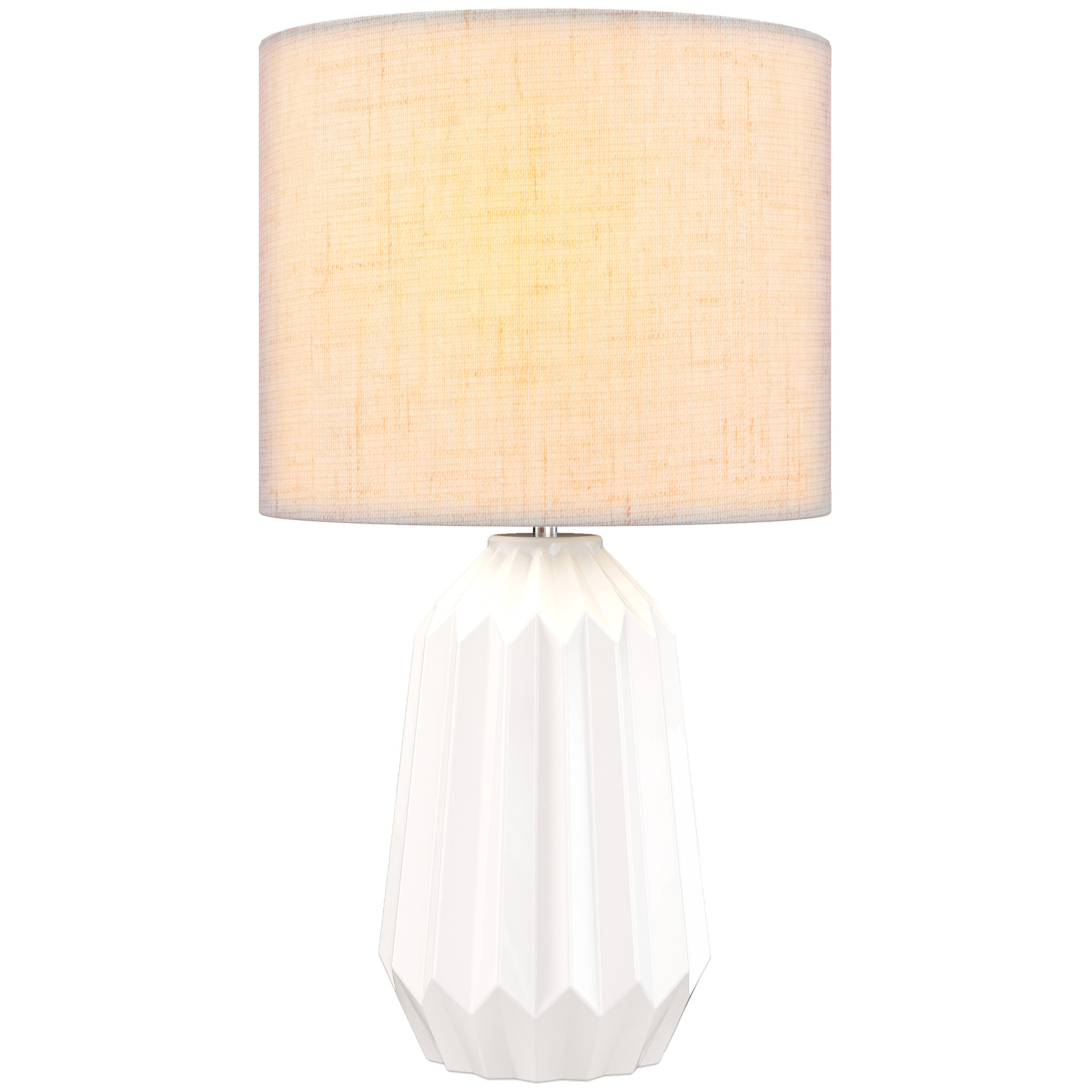 Lampe de table design néo-rétro céramique géométrique lin