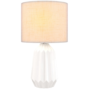 Lampe de table design néo-rétro céramique géométrique lin
