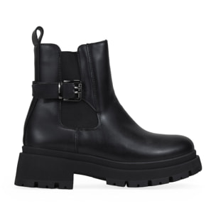 Botines de plataforma negros con hebilla y cremallera
