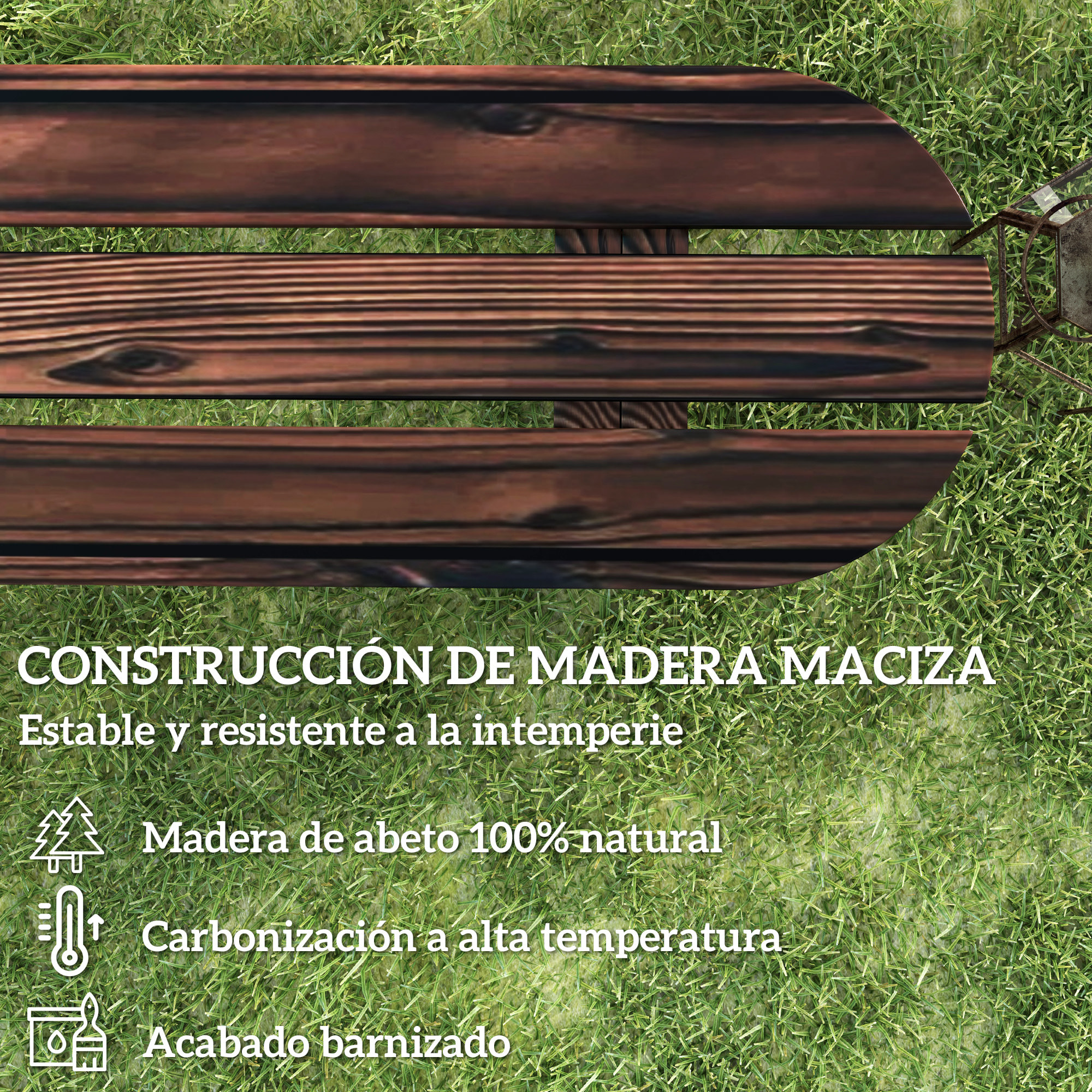 Banco de Jardín de 2 Plazas Banco de Madera con 2 Ruedas Decorativas Estilo Rústico Carga 200 kg para Patio Terraza 120x29x39 cm Carbonizado