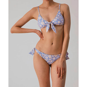 Braga de bikini brasileña con lazos y estampado de flores