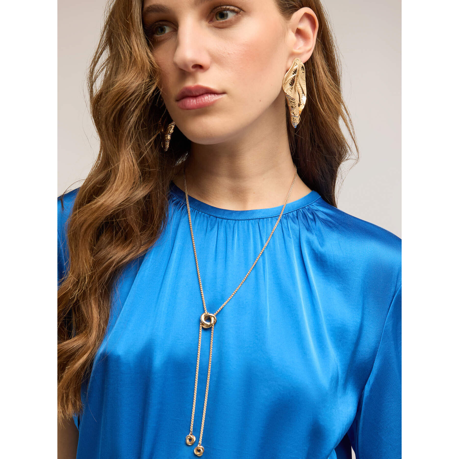 Motivi - Blusa in raso con fascia - Bluette