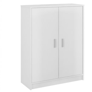 Scarpiera a 2 Ante Mobile Portascarpe Mobiletto Capiente fino a 30 Paia con 6 Ripiani + Base Design Moderno per Ingresso Camera 75x36x101 Cm Bianco