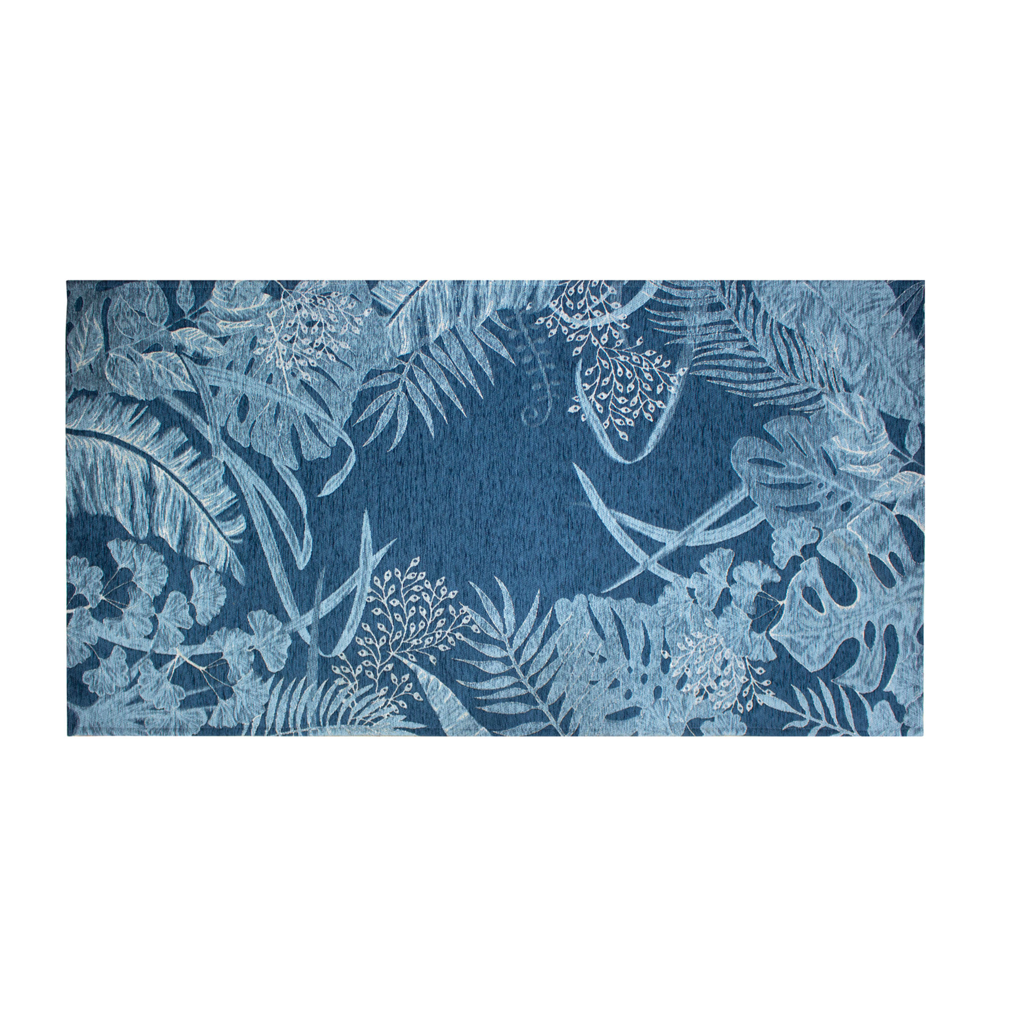 TAPPETO ARREDO DIS. AMAZZONIA BLU INDACO MIS. 115X175 CM CON ANTISCIVOLO